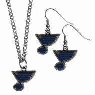 St. Louis Blues Dangle Earrings & Chain Necklace Set