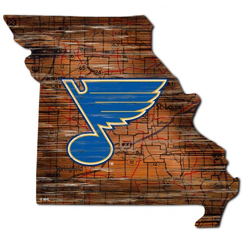 St. Louis Blues Distressed State with Logo Sign