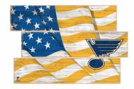 St. Louis Blues  Flag 3 Plank Sign