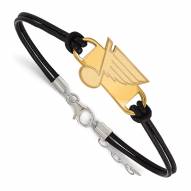 St. Louis Blues Gold Plated Sterling Silver Leather Bracelet