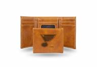 St. Louis Blues Laser Engraved Brown Trifold Wallet