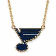 St. Louis Blues Sterling Silver Gold Plated Large Pendant Necklace