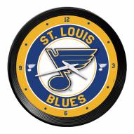 St. Louis Blues Ribbed Frame Wall Clock