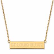 St. Louis Blues Sterling Silver Gold Plated Bar Necklace