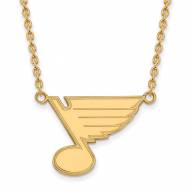 St. Louis Blues Sterling Silver Gold Plated Large Pendant Necklace