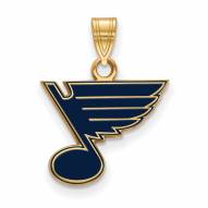 St. Louis Blues Sterling Silver Gold Plated Small Enameled Pendant