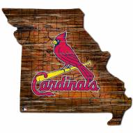 St. Louis Cardinals Distressed State with Logo Sign