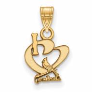 St. Louis Cardinals Sterling Silver Gold Plated Small I Love Logo Pendant