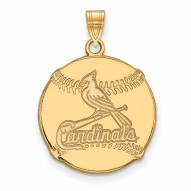 St. Louis Cardinals Sterling Silver Gold Plated Baseball Pendant