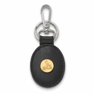 St. Louis Cardinals Sterling Silver Gold Plated Black Leather Key Chain