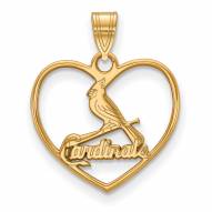 St. Louis Cardinals Sterling Silver Gold Plated Heart Pendant