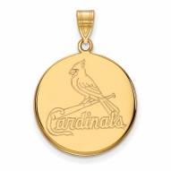 St. Louis Cardinals Sterling Silver Gold Plated Large Disc Pendant