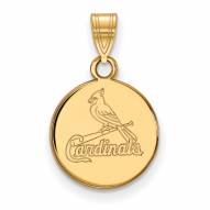 St. Louis Cardinals Sterling Silver Gold Plated Small Disc Pendant