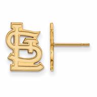 St. Louis Cardinals Sterling Silver Gold Plated Small Post Earrings