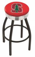 Stanford Cardinal Black Swivel Barstool with Chrome Ribbed Ring