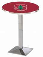Stanford Cardinal Chrome Bar Table with Square Base