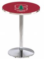 Stanford Cardinal Chrome Pub Table with Round Base