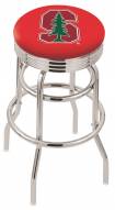 Stanford Cardinal Double Ring Swivel Barstool with Ribbed Accent Ring