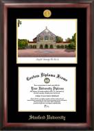 Stanford Cardinal Gold Embossed Diploma Frame with Campus Images Lithograph