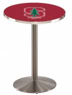 Stanford Cardinal Stainless Steel Bar Table with Round Base