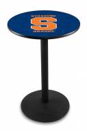 Syracuse Orange Black Wrinkle Bar Table with Round Base