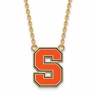 Syracuse Orange Sterling Silver Gold Plated Large Enameled Pendant Necklace