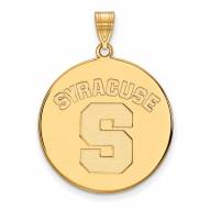 Syracuse Orange Sterling Silver Gold Plated Extra Large Disc Pendant