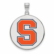 Syracuse Orange Sterling Silver Extra Large Enameled Disc Pendant