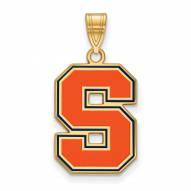 Syracuse Orange Sterling Silver Gold Plated Large Enameled Pendant