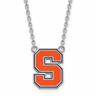 Syracuse Orange Sterling Silver Large Enameled Pendant Necklace