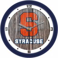 Syracuse Orange Weathered Wood Wall Clock