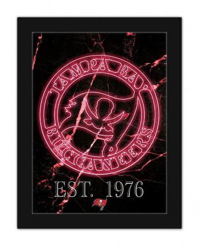 Tampa Bay Buccaneers Neon Circle Logo 12&quot; x 16&quot; Framed Wall Art