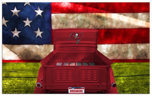 Tampa Bay Buccaneers Patriotic Retro Truck 11&quot; x 19&quot; Sign