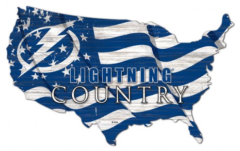 Tampa Bay Lightning 15&quot; USA Flag Cutout Sign