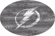 Tampa Bay Lightning 46" Distressed Wood Oval Sign