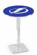 Tampa Bay Lightning Chrome Bar Table with Square Base