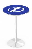 Tampa Bay Lightning Chrome Pub Table with Round Base