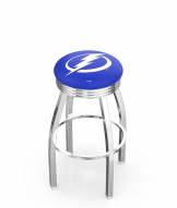 Tampa Bay Lightning Chrome Swivel Barstool with Ribbed Accent Ring