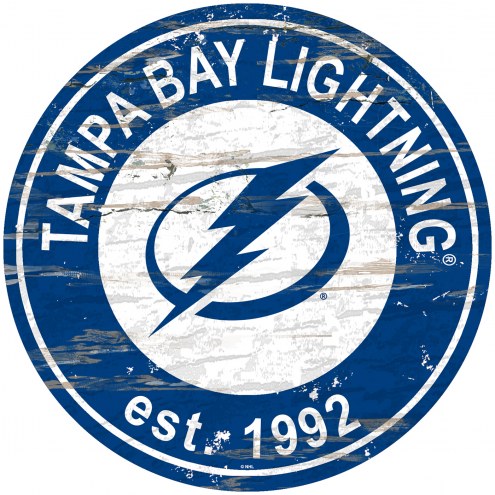 Tampa Bay Lightning Distressed Round Sign