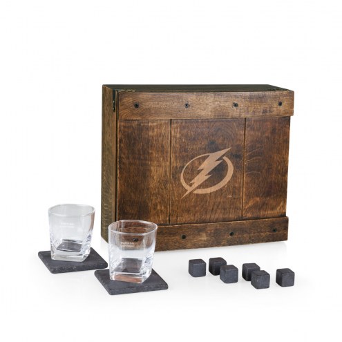Tampa Bay Lightning Oak Whiskey Box Gift Set