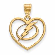 Tampa Bay Lightning Sterling Silver Gold Plated Heart Pendant