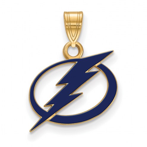 Tampa Bay Lightning Sterling Silver Gold Plated Small Enameled Pendant