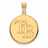 Tampa Bay Rays Sterling Silver Gold Plated Large Disc Pendant