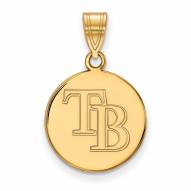 Tampa Bay Rays Sterling Silver Gold Plated Medium Disc Pendant