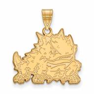 Texas Christian Horned Frogs College Sterling Silver Gold Plated Large Pendant