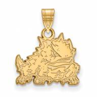 Texas Christian Horned Frogs College Sterling Silver Gold Plated Small Pendant
