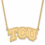 Texas Christian Horned Frogs NCAA Sterling Silver Gold Plated Large Pendant Necklace