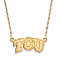 Texas Christian Horned Frogs NCAA Sterling Silver Gold Plated Small Pendant Necklace