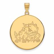 Texas Christian Horned Frogs Sterling Silver Gold Plated Extra Large Disc Pendant