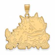 Texas Christian Horned Frogs Sterling Silver Gold Plated Extra Large Pendant